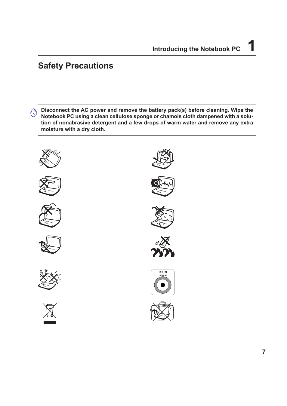 Safety precautions | Asus Z99 User Manual | Page 7 / 71