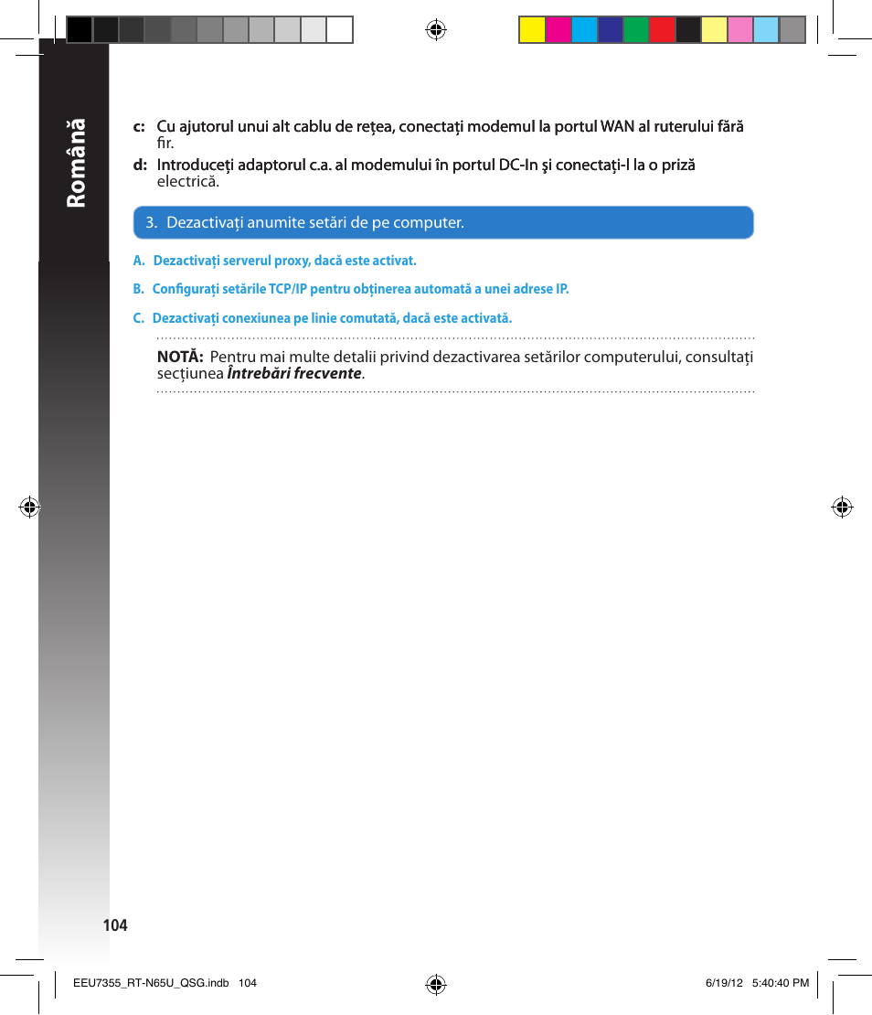 Română | Asus RT-N65U User Manual | Page 104 / 159