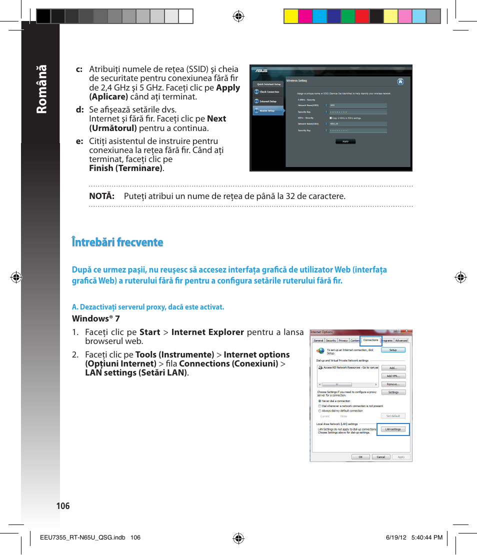 Română, Întrebări frecvente | Asus RT-N65U User Manual | Page 106 / 159