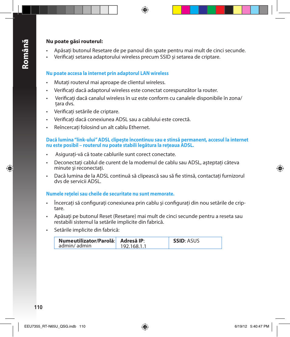 Română | Asus RT-N65U User Manual | Page 110 / 159