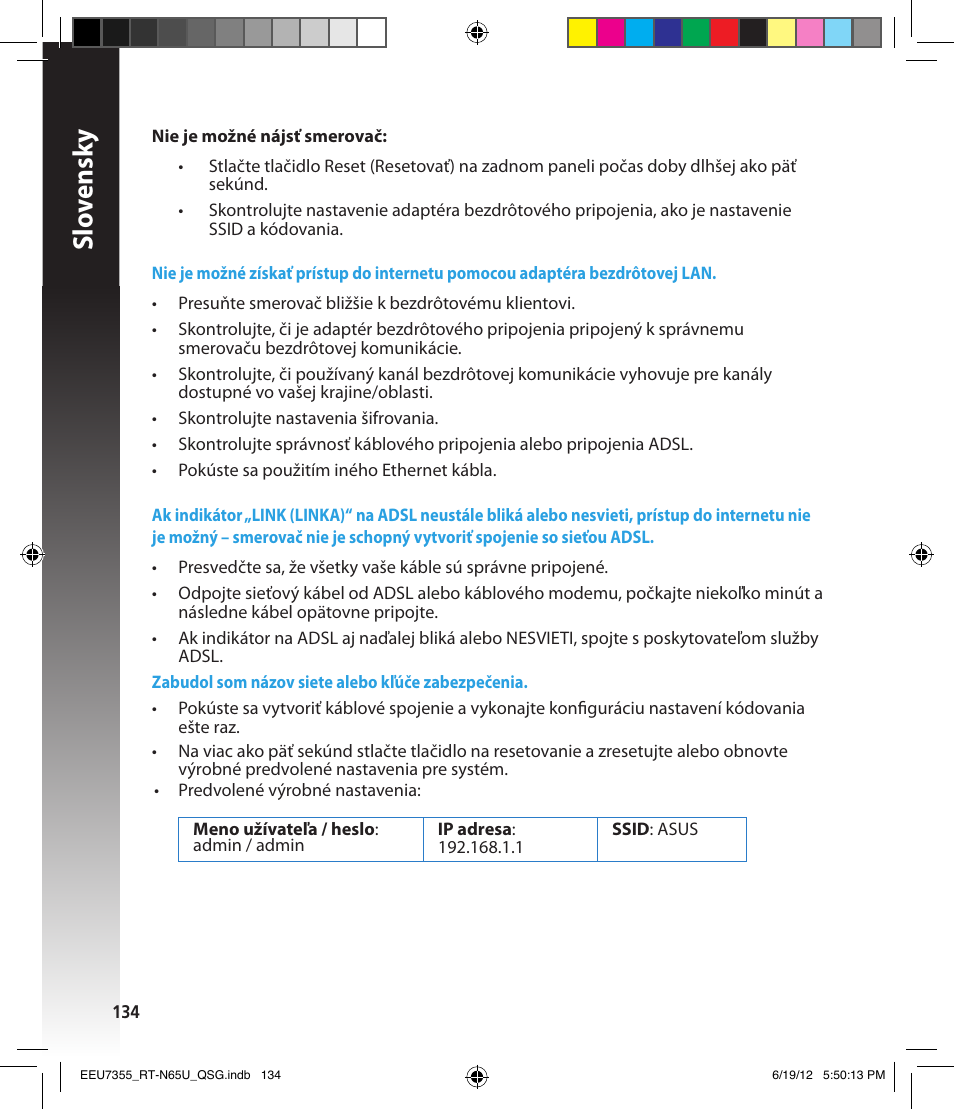 Slo vensk y | Asus RT-N65U User Manual | Page 134 / 159