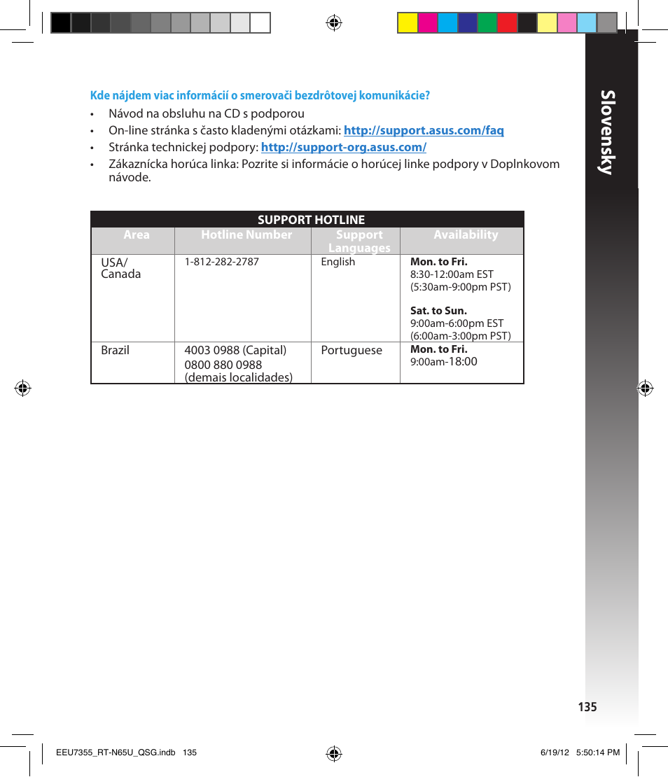 Slo vensk y | Asus RT-N65U User Manual | Page 135 / 159