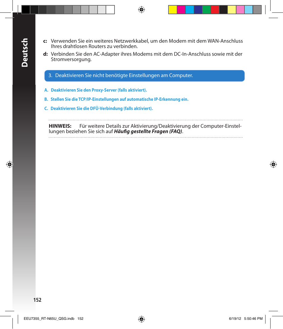 Deutsch | Asus RT-N65U User Manual | Page 152 / 159