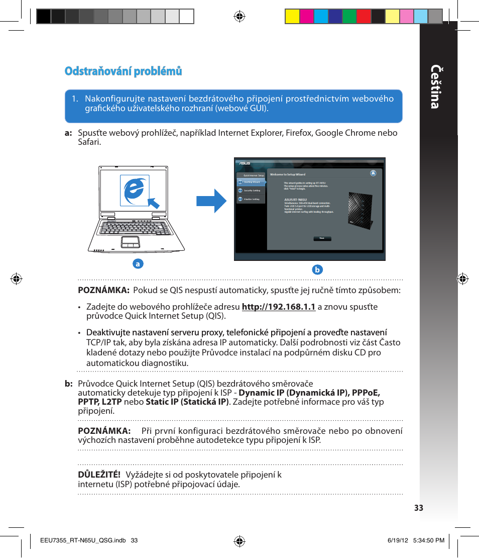 Čeština, Odstraňování problémů | Asus RT-N65U User Manual | Page 33 / 159