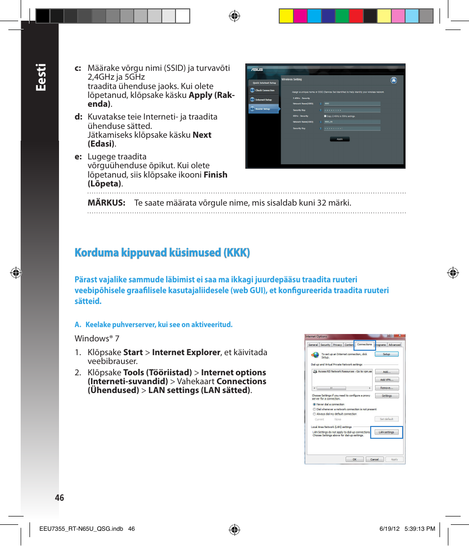 Eesti, Korduma kippuvad küsimused (kkk) | Asus RT-N65U User Manual | Page 46 / 159