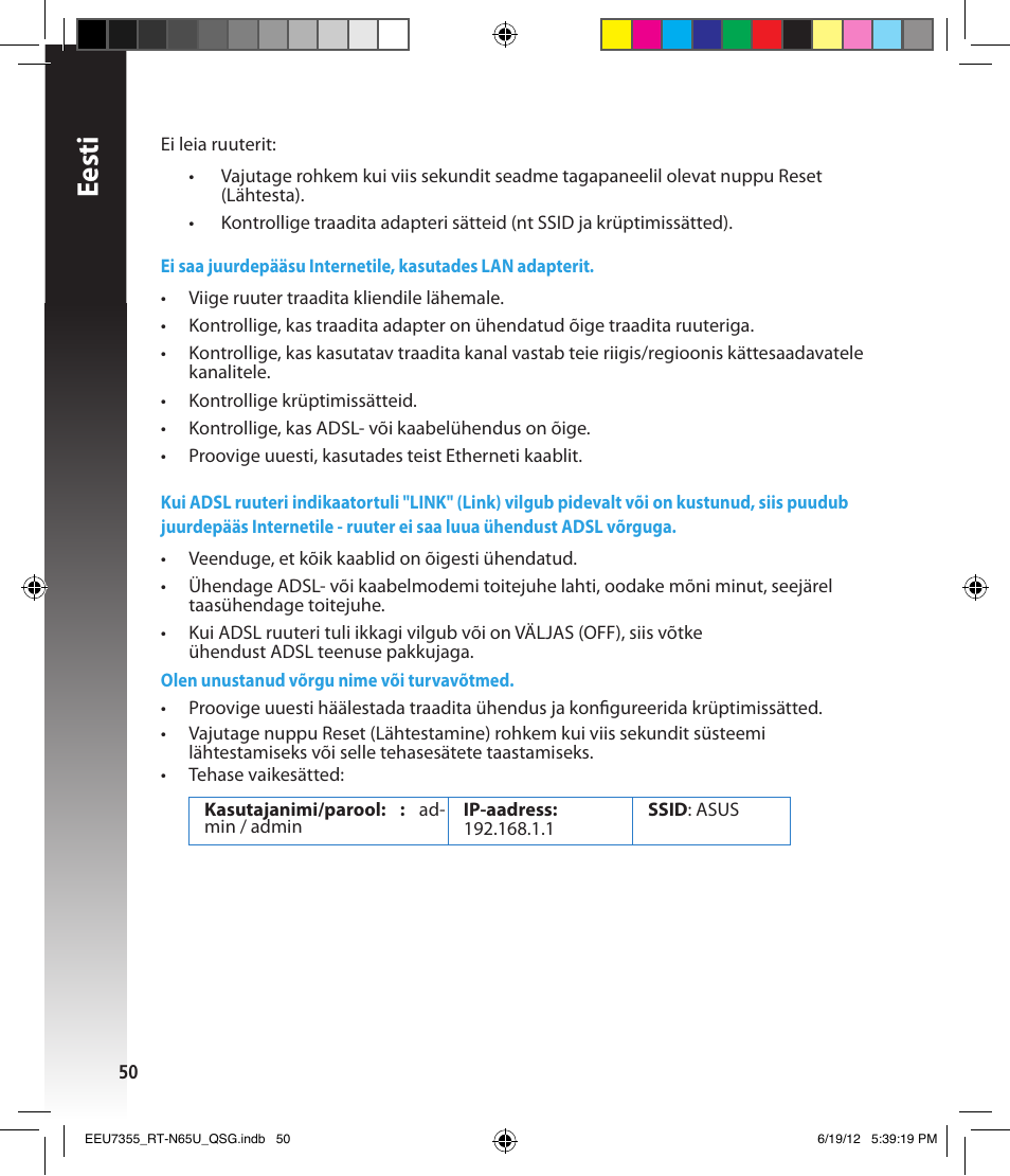 Eesti | Asus RT-N65U User Manual | Page 50 / 159