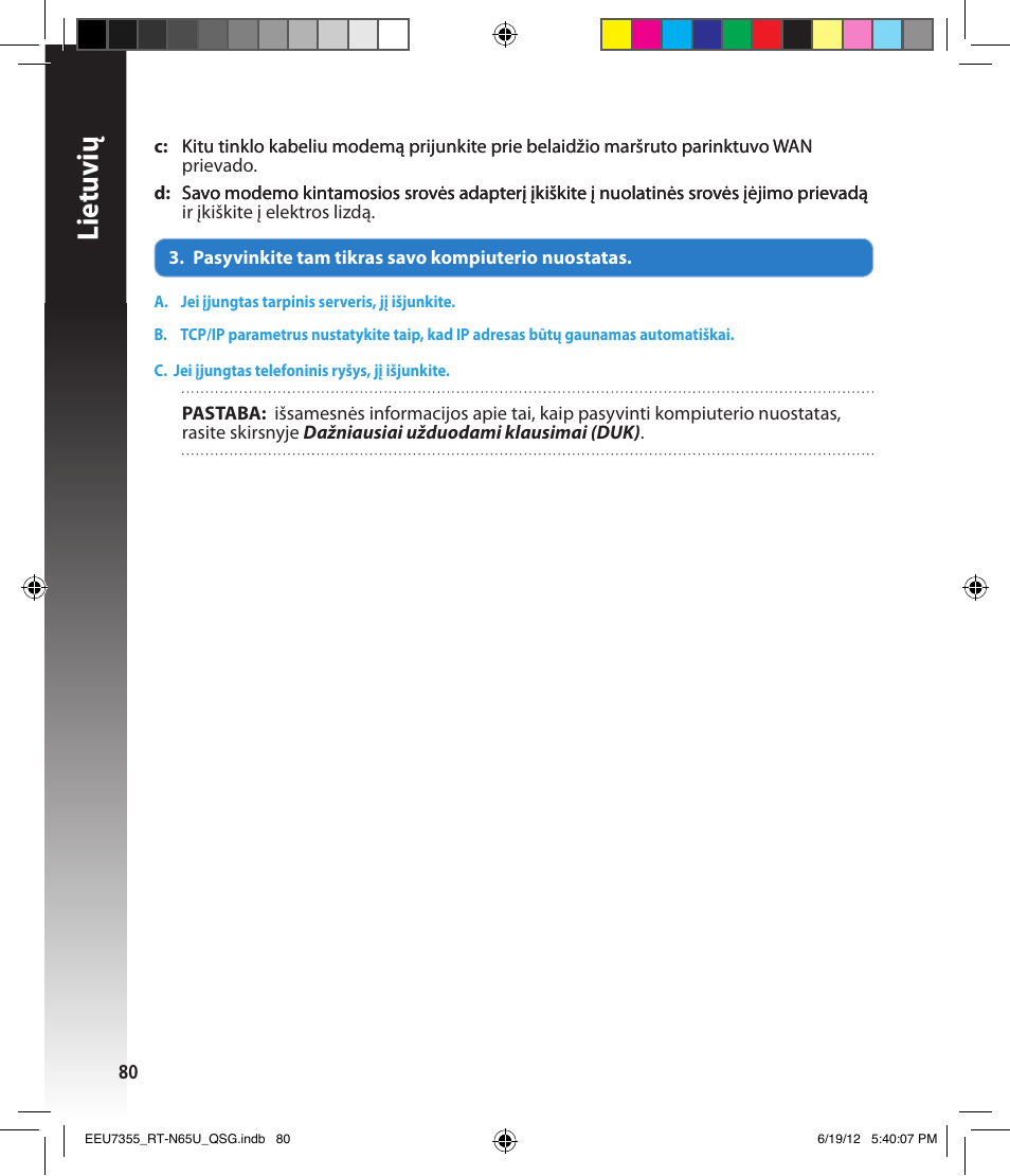 Lietuvių | Asus RT-N65U User Manual | Page 80 / 159