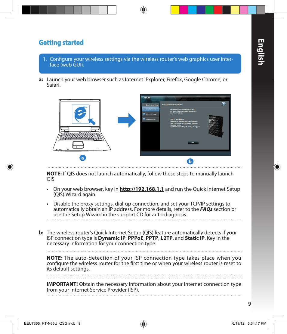 English, Getting started | Asus RT-N65U User Manual | Page 9 / 159