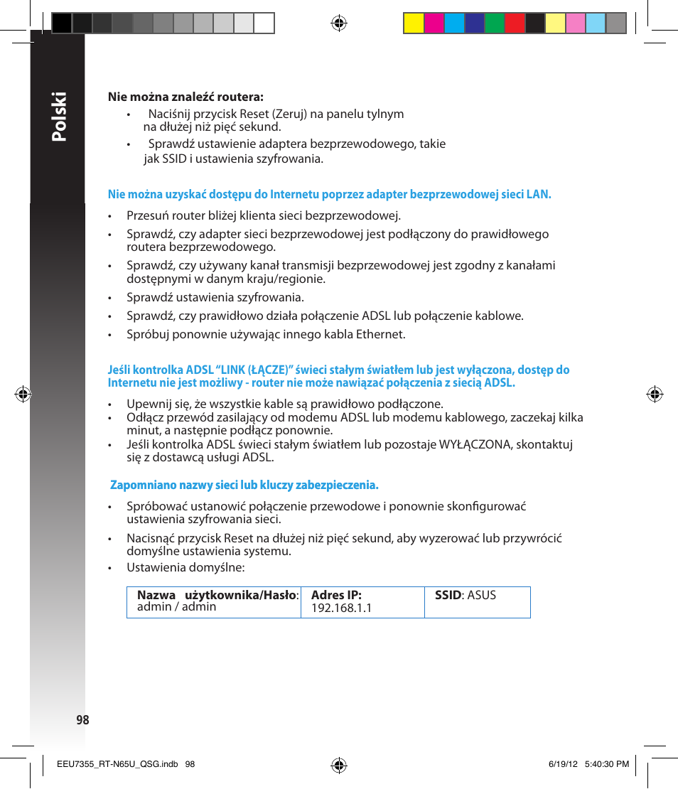 Polsk i | Asus RT-N65U User Manual | Page 98 / 159