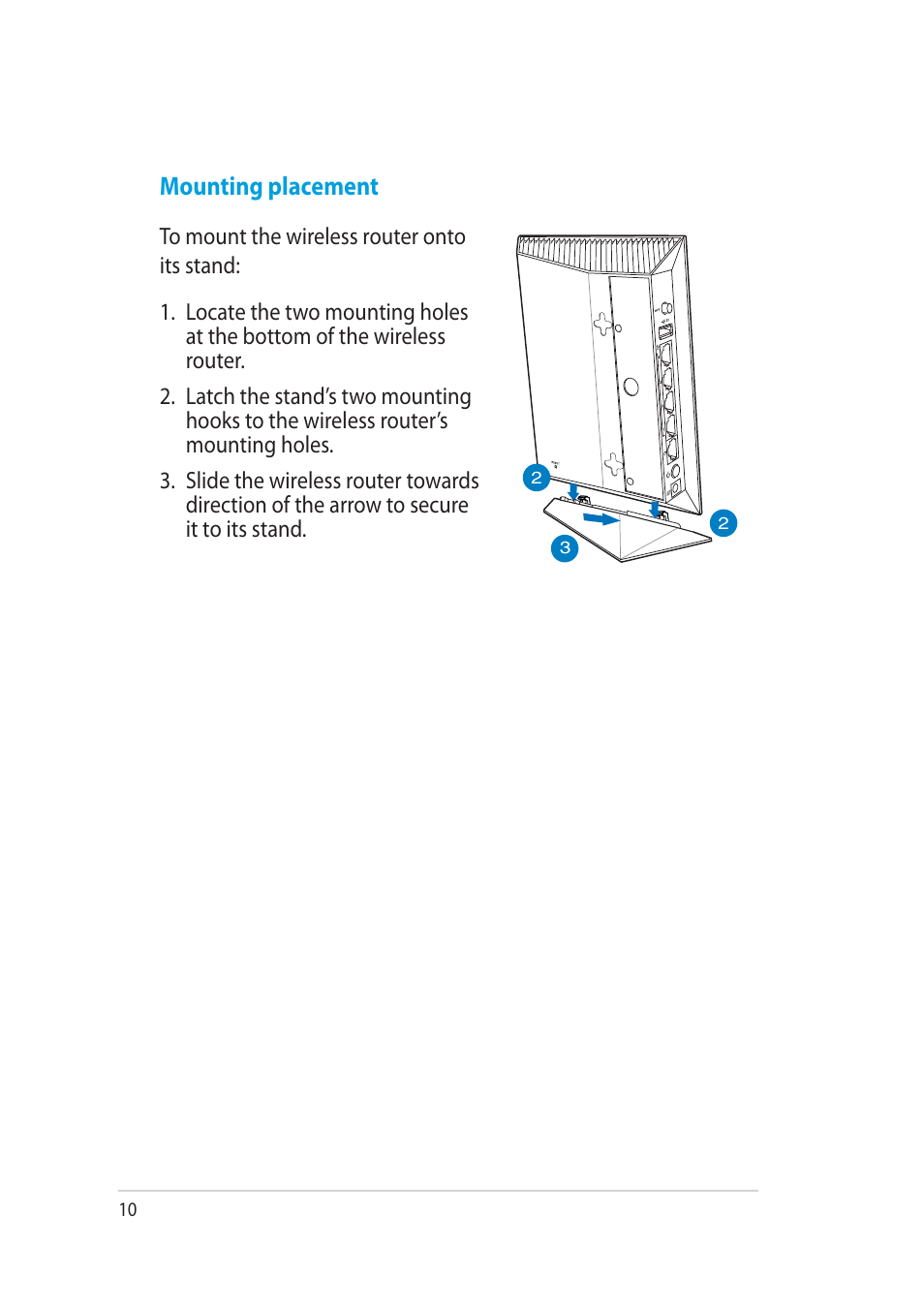 Mounting placement | Asus RT-AC52U User Manual | Page 10 / 130