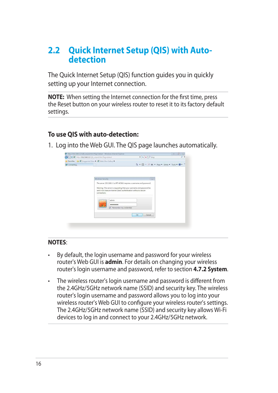 2 quick internet setup (qis) with auto- detection | Asus RT-AC52U User Manual | Page 16 / 130