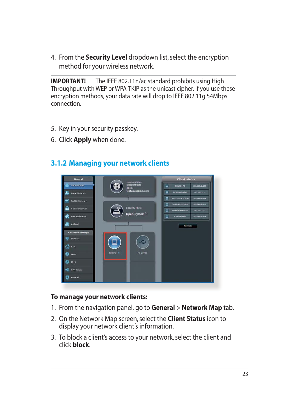 2 managing your network clients | Asus RT-AC52U User Manual | Page 23 / 130