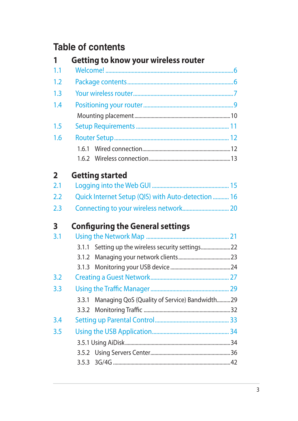 Asus RT-AC52U User Manual | Page 3 / 130
