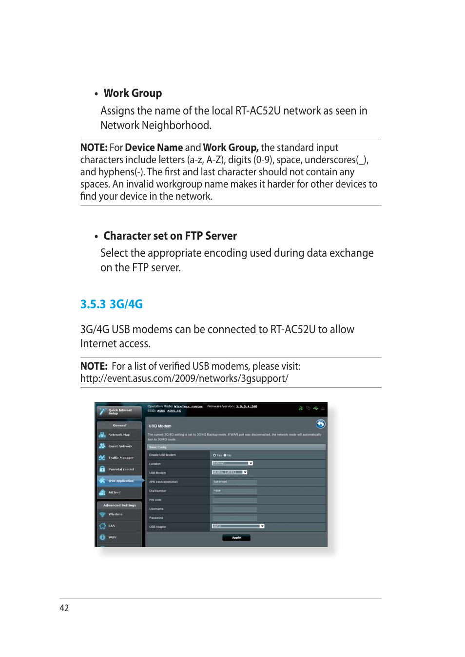 3 3g/4g | Asus RT-AC52U User Manual | Page 42 / 130