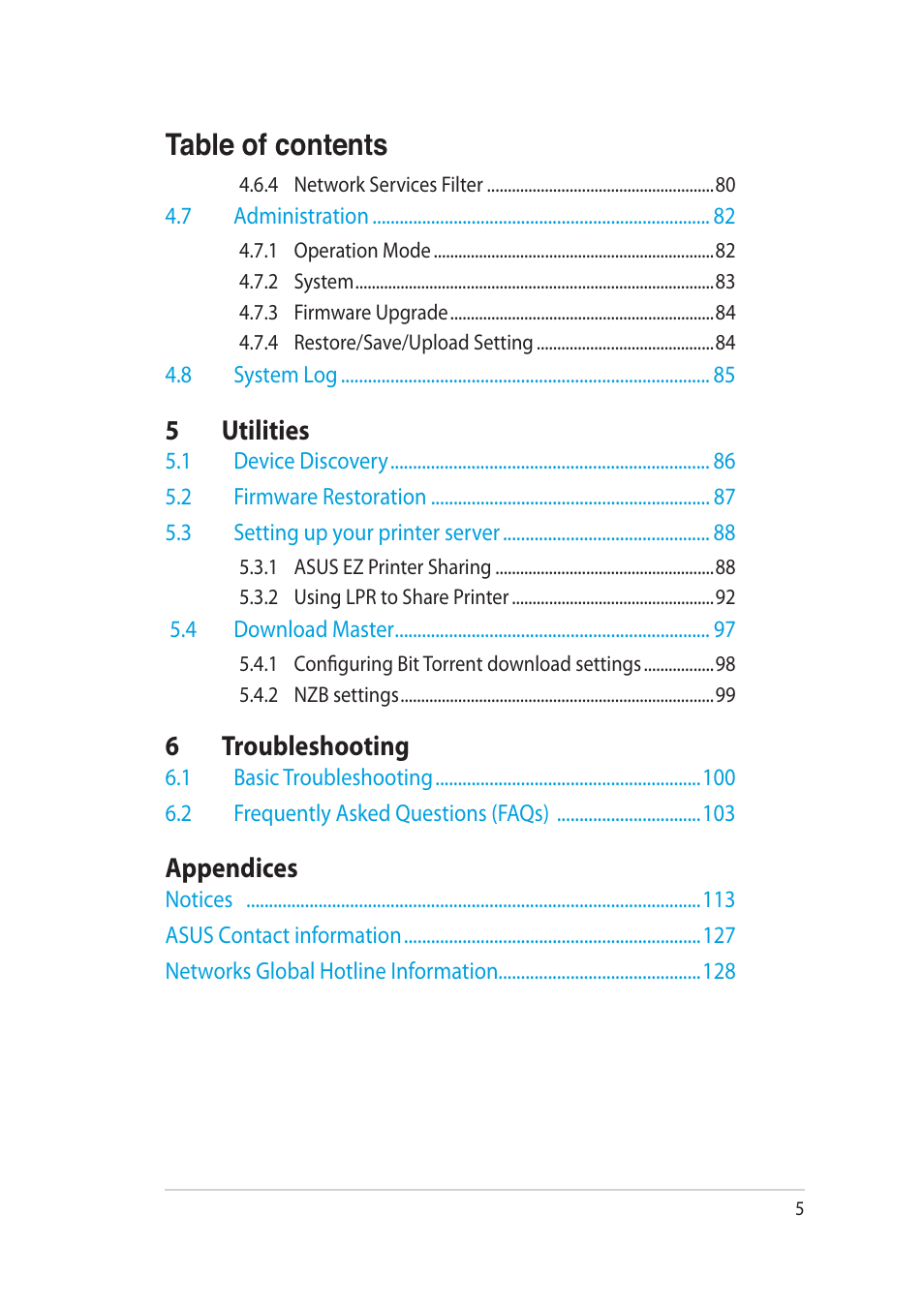 Asus RT-AC52U User Manual | Page 5 / 130