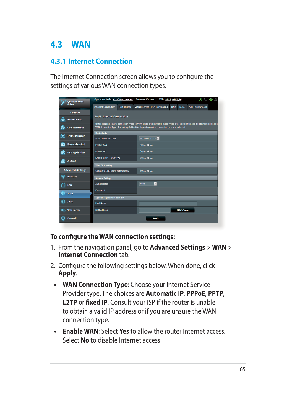 3 wan | Asus RT-AC52U User Manual | Page 65 / 130