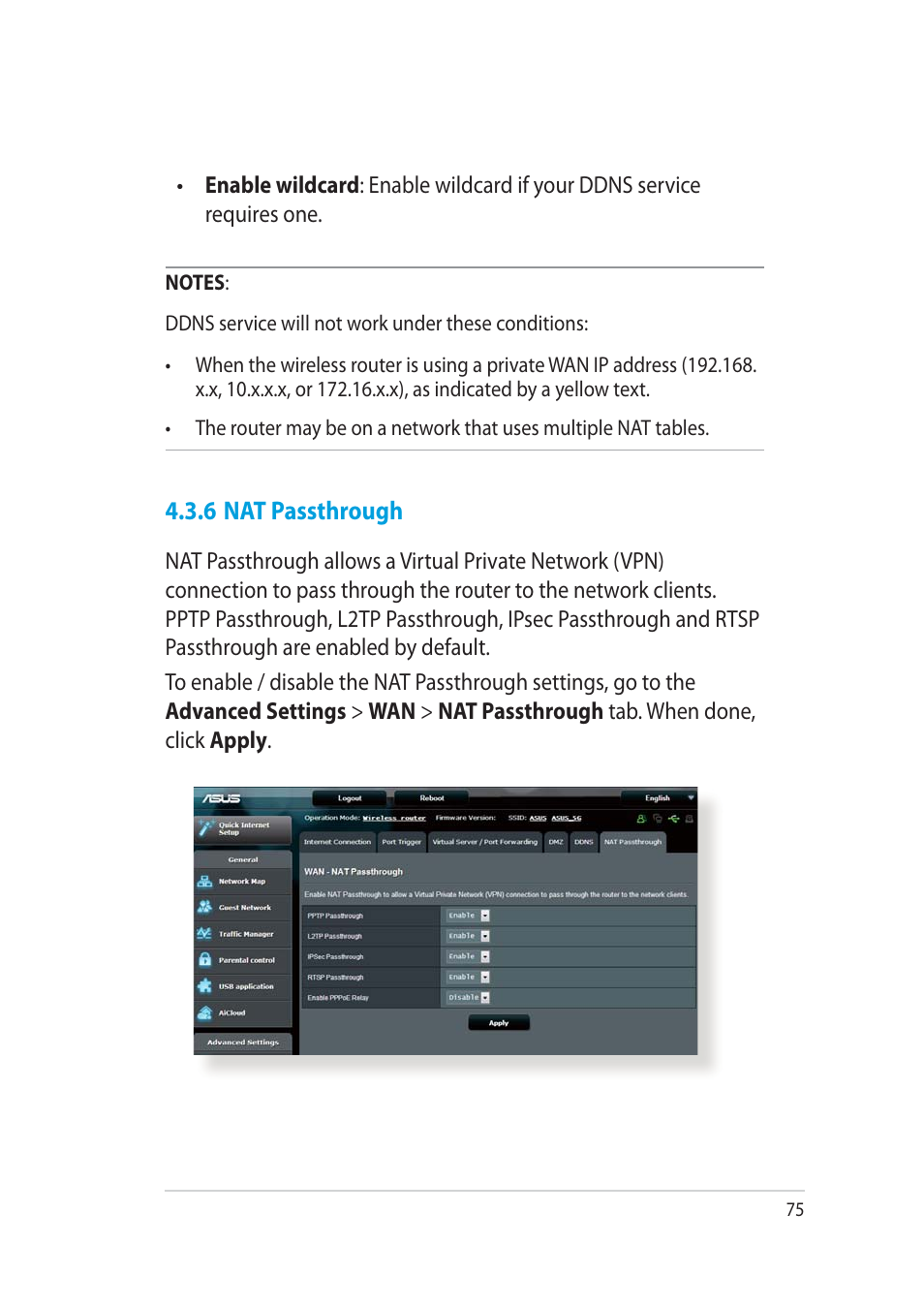 6 nat passthrough | Asus RT-AC52U User Manual | Page 75 / 130