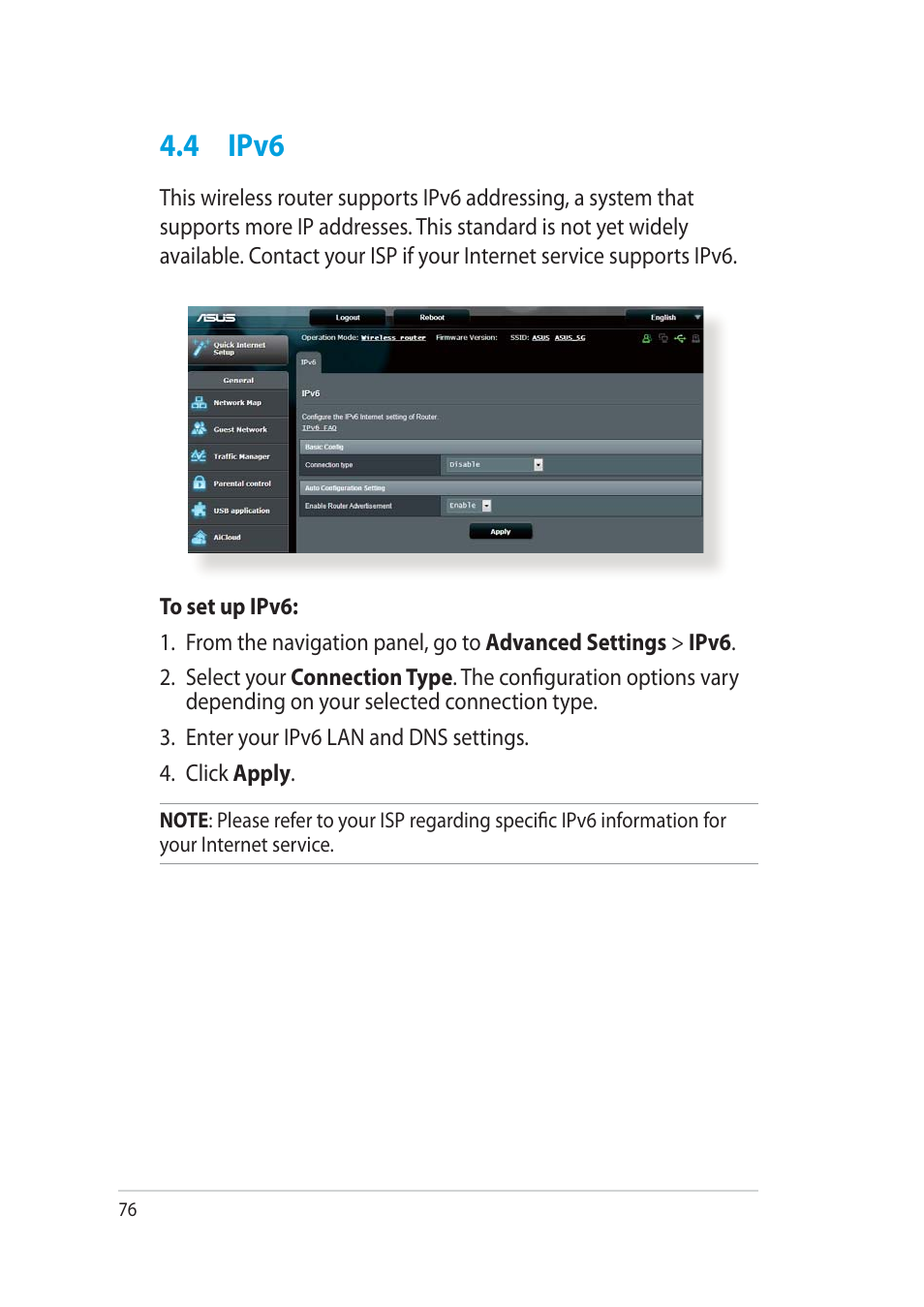 4 ipv6 | Asus RT-AC52U User Manual | Page 76 / 130