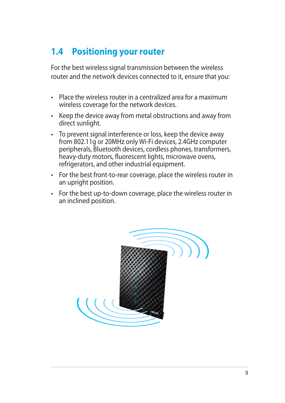 4 positioning your router | Asus RT-AC52U User Manual | Page 9 / 130