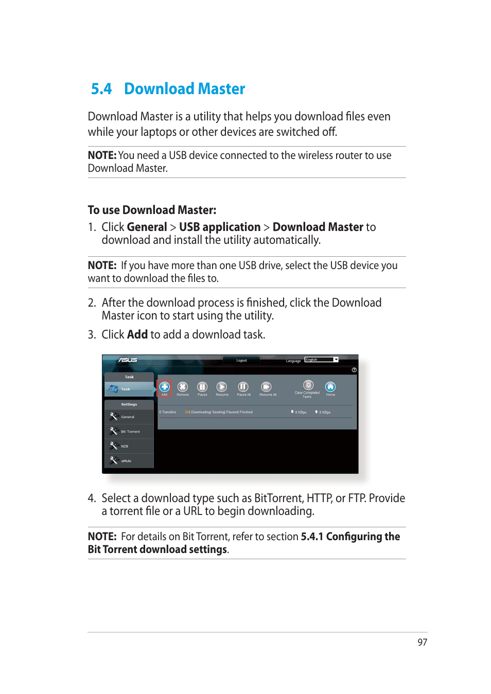 4 download master | Asus RT-AC52U User Manual | Page 97 / 130