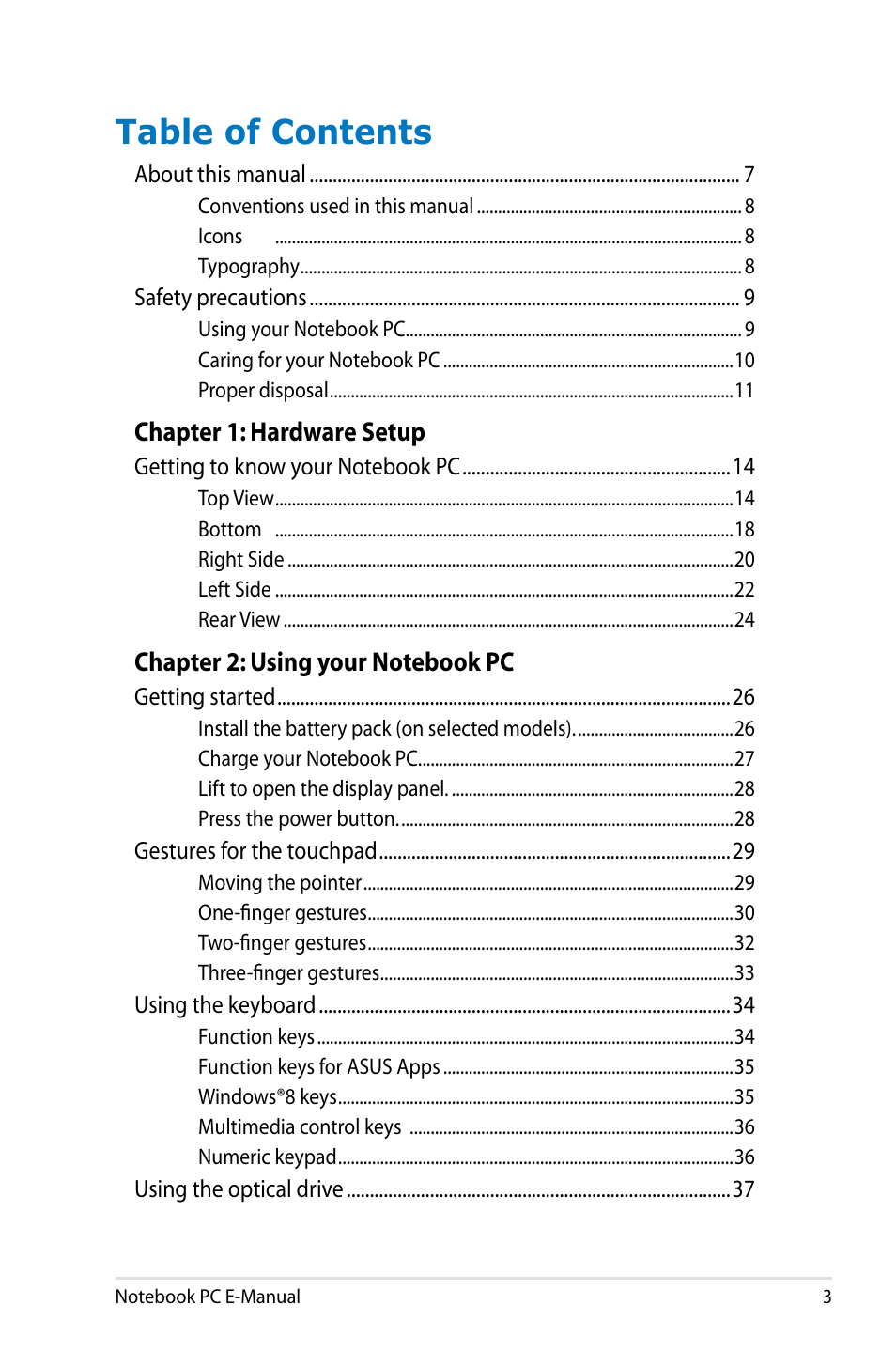 Asus G750JH User Manual | Page 3 / 124