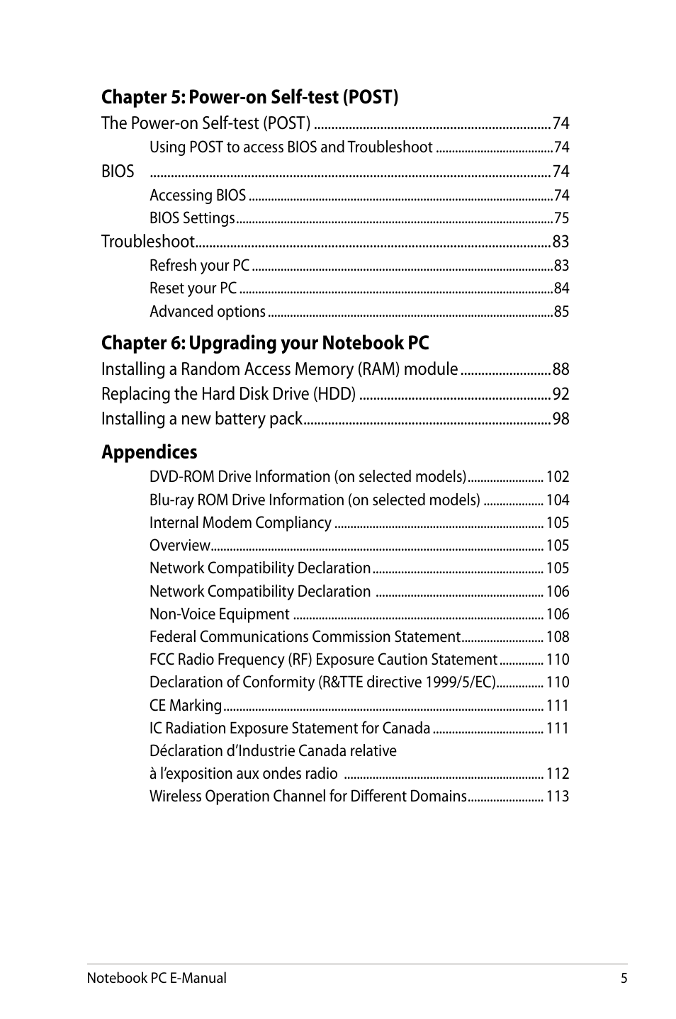 Asus G750JH User Manual | Page 5 / 124