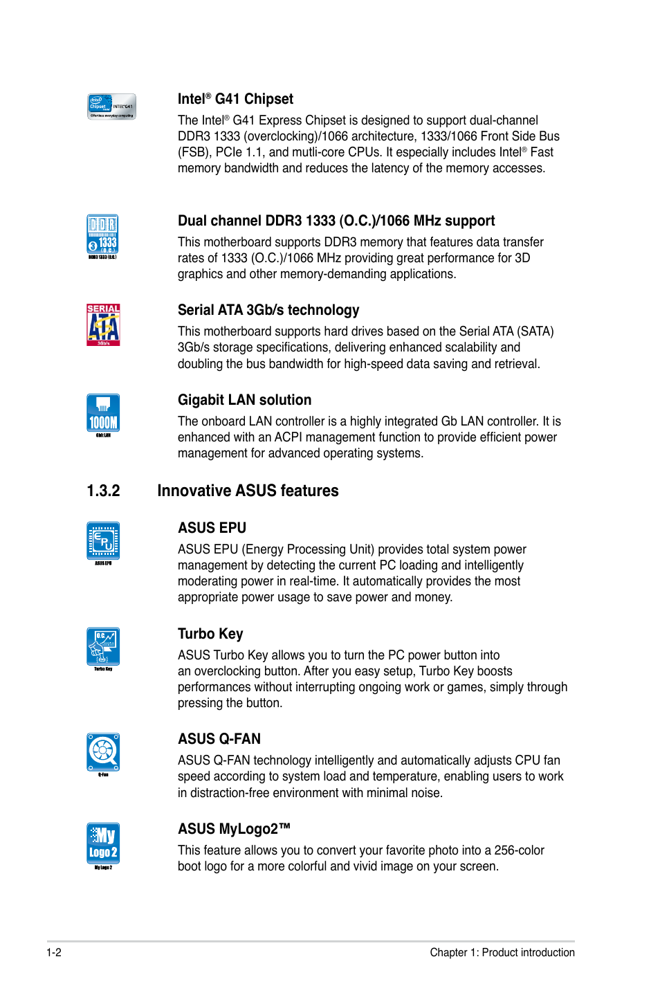 2 innovative asus features, Innovative asus features -2 | Asus P5G41T-M LX3 User Manual | Page 12 / 60