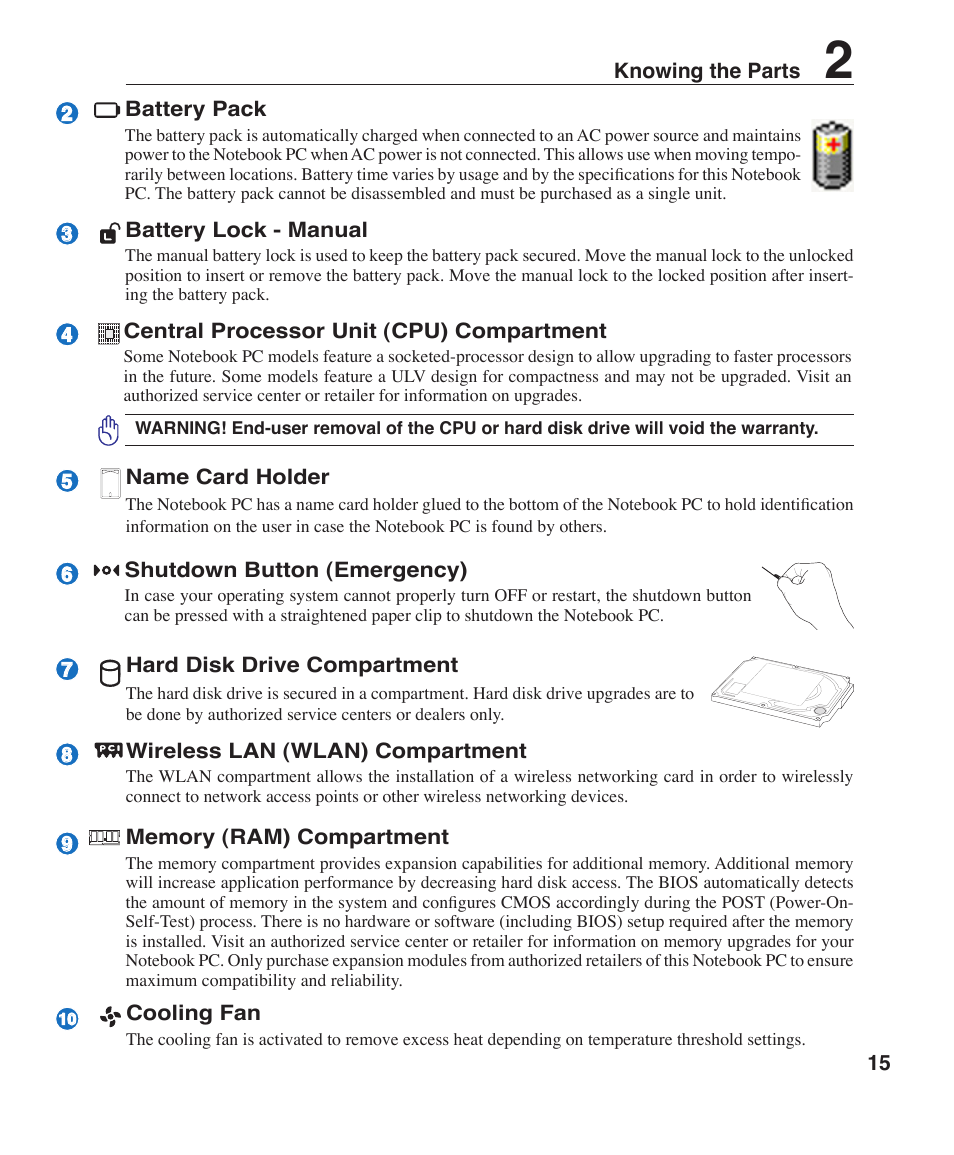 Asus F2J User Manual | Page 15 / 89