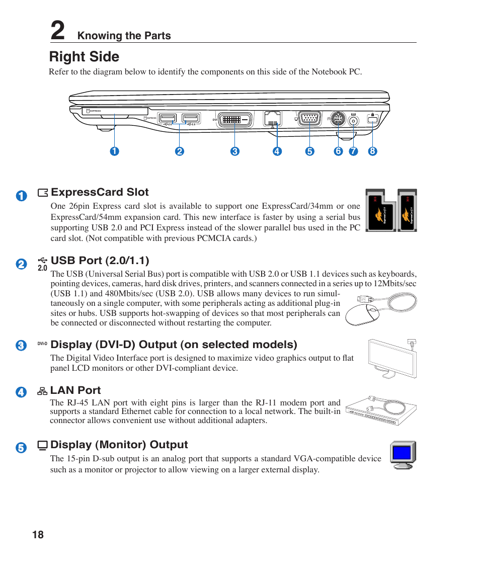 Right side | Asus F2J User Manual | Page 18 / 89