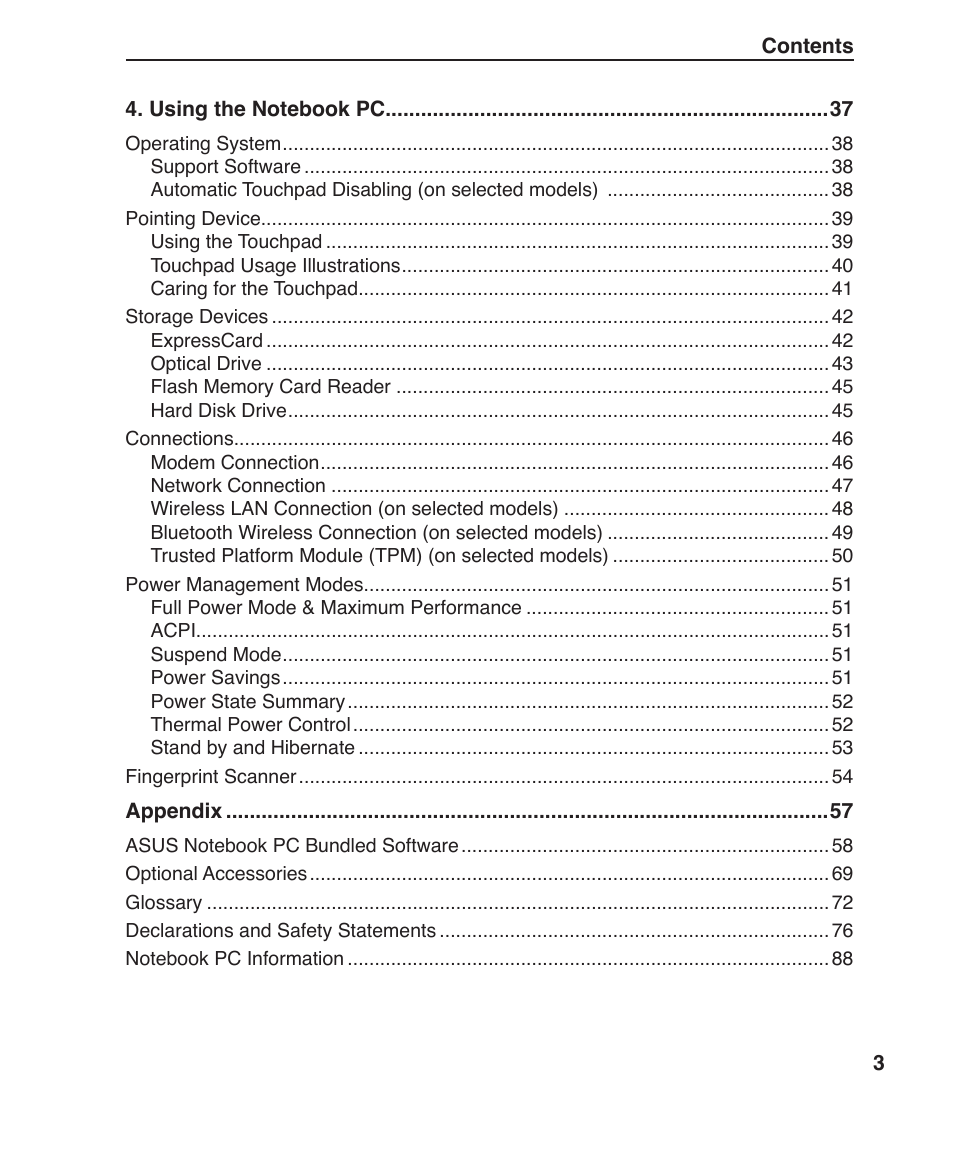 Asus F2J User Manual | Page 3 / 89