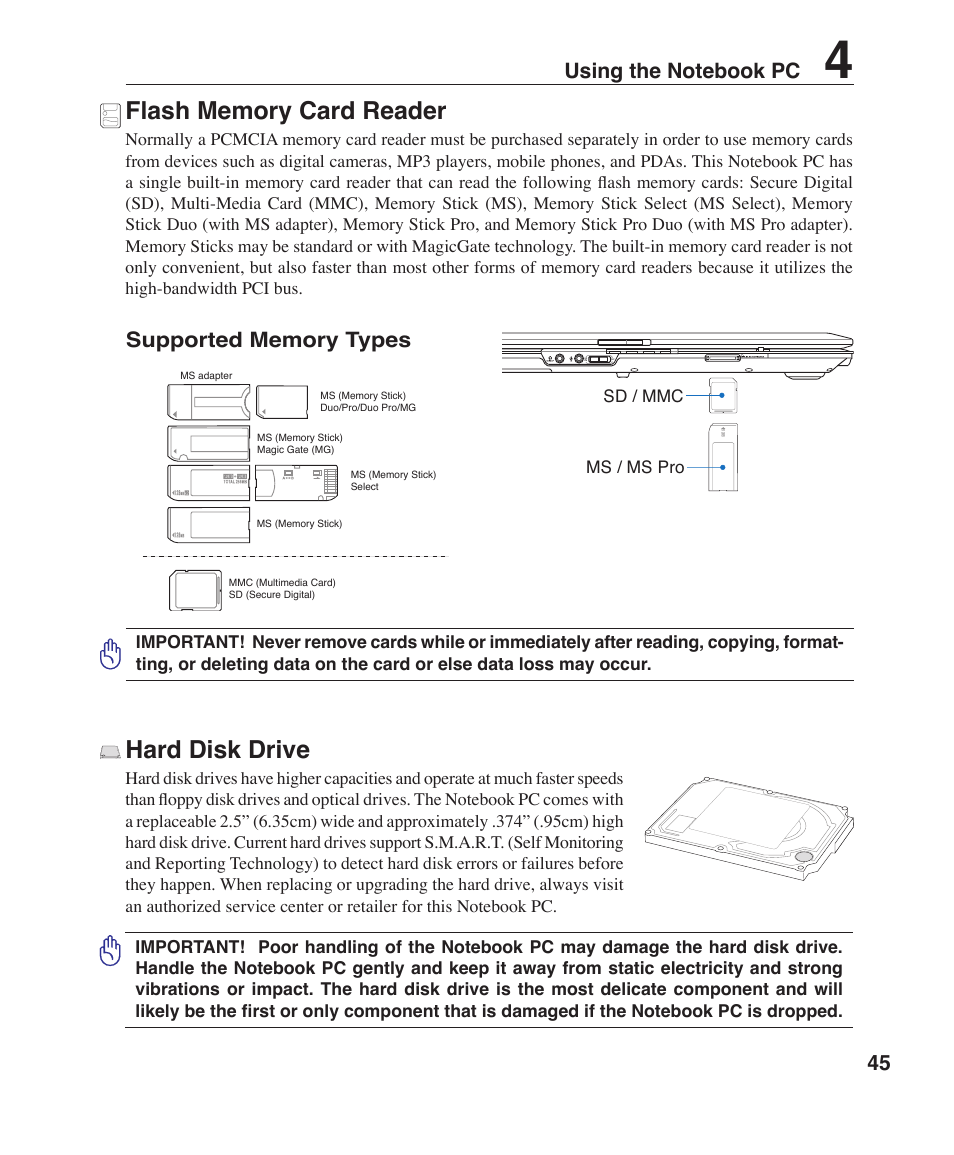 Hard disk drive | Asus F2J User Manual | Page 45 / 89