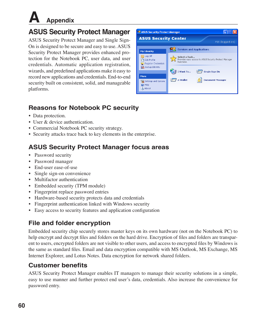 Asus security protect manager | Asus F2J User Manual | Page 60 / 89