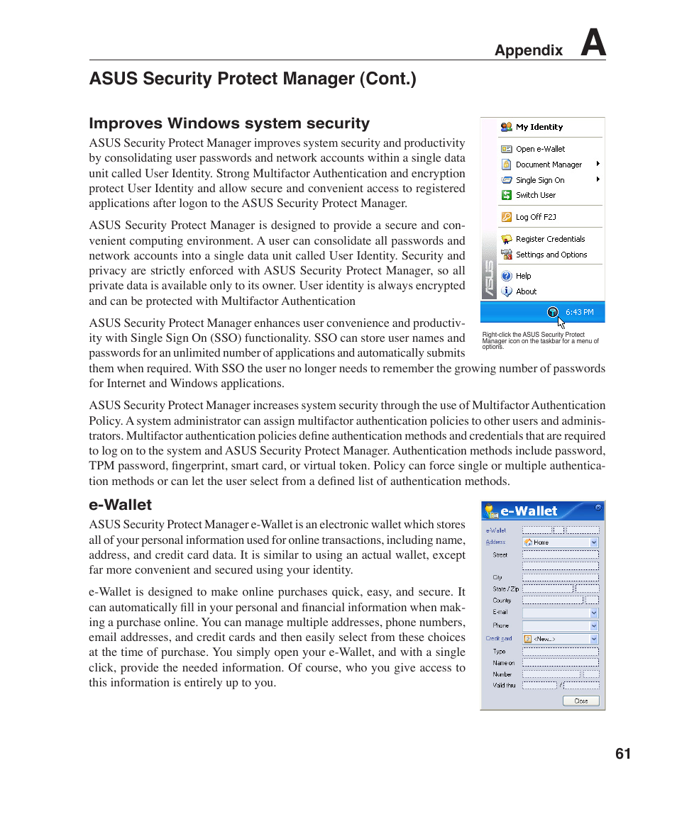 Asus security protect manager (cont.) | Asus F2J User Manual | Page 61 / 89