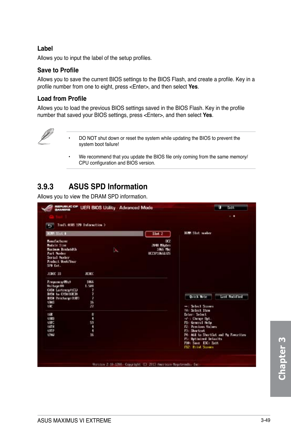 3 asus spd information, Asus spd information -49, Chapter 3 | Asus MAXIMUS VI EXTREME User Manual | Page 141 / 208