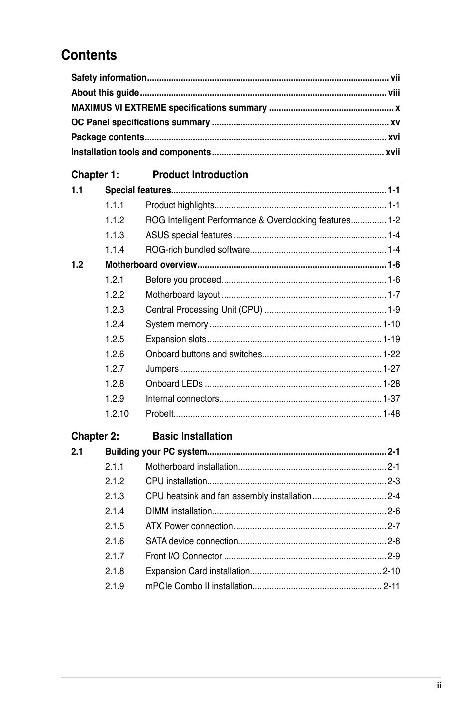 Asus MAXIMUS VI EXTREME User Manual | Page 3 / 208