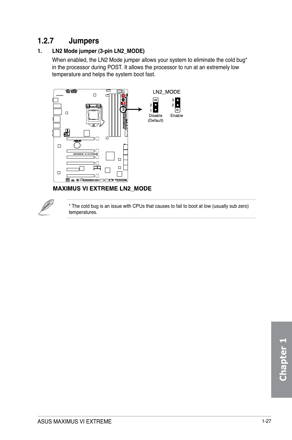 7 jumpers, Jumpers -27, Chapter 1 | Asus MAXIMUS VI EXTREME User Manual | Page 45 / 208