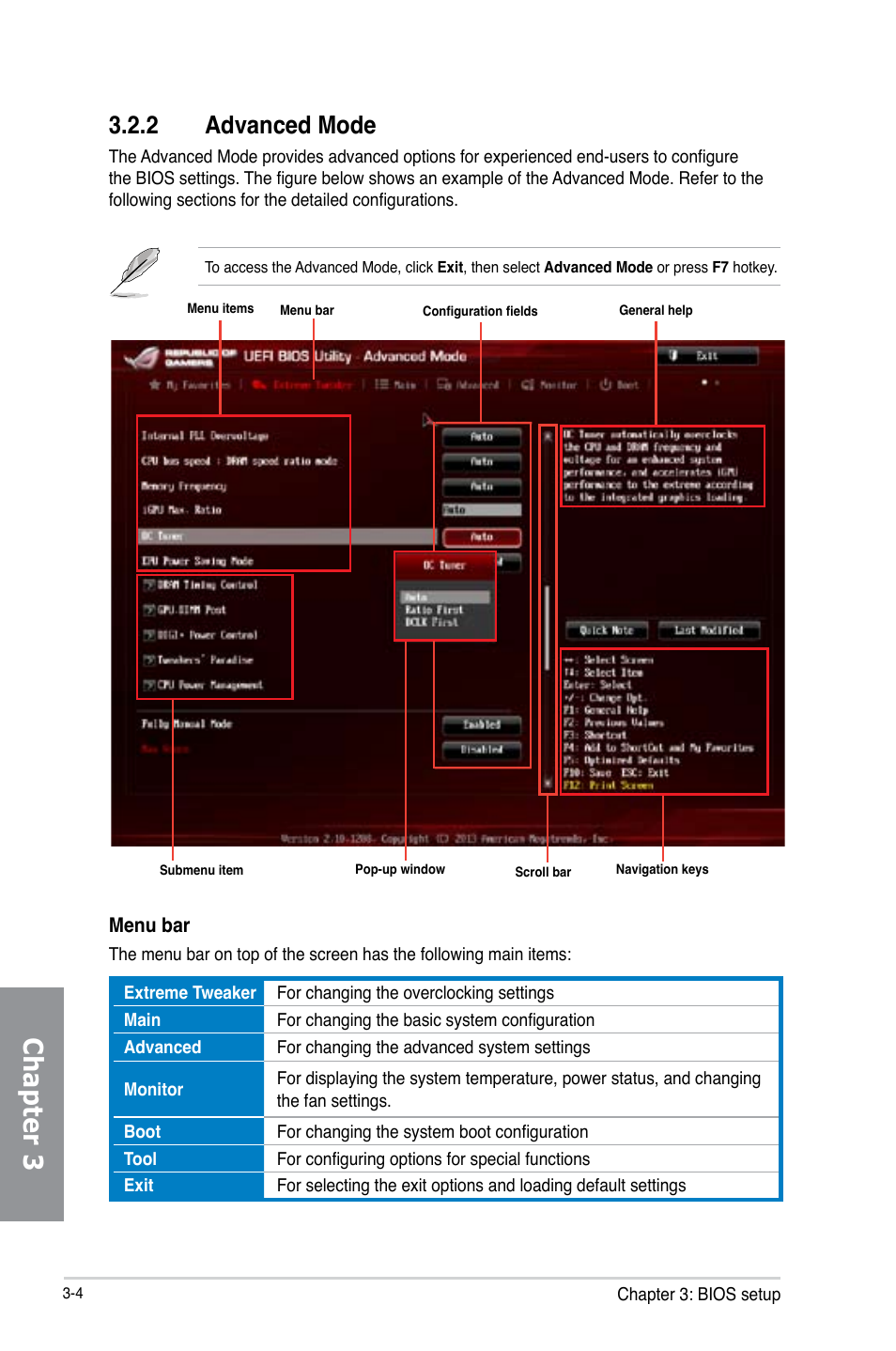 2 advanced mode, Advanced mode -4, Chapter 3 | Asus MAXIMUS VI EXTREME User Manual | Page 96 / 208