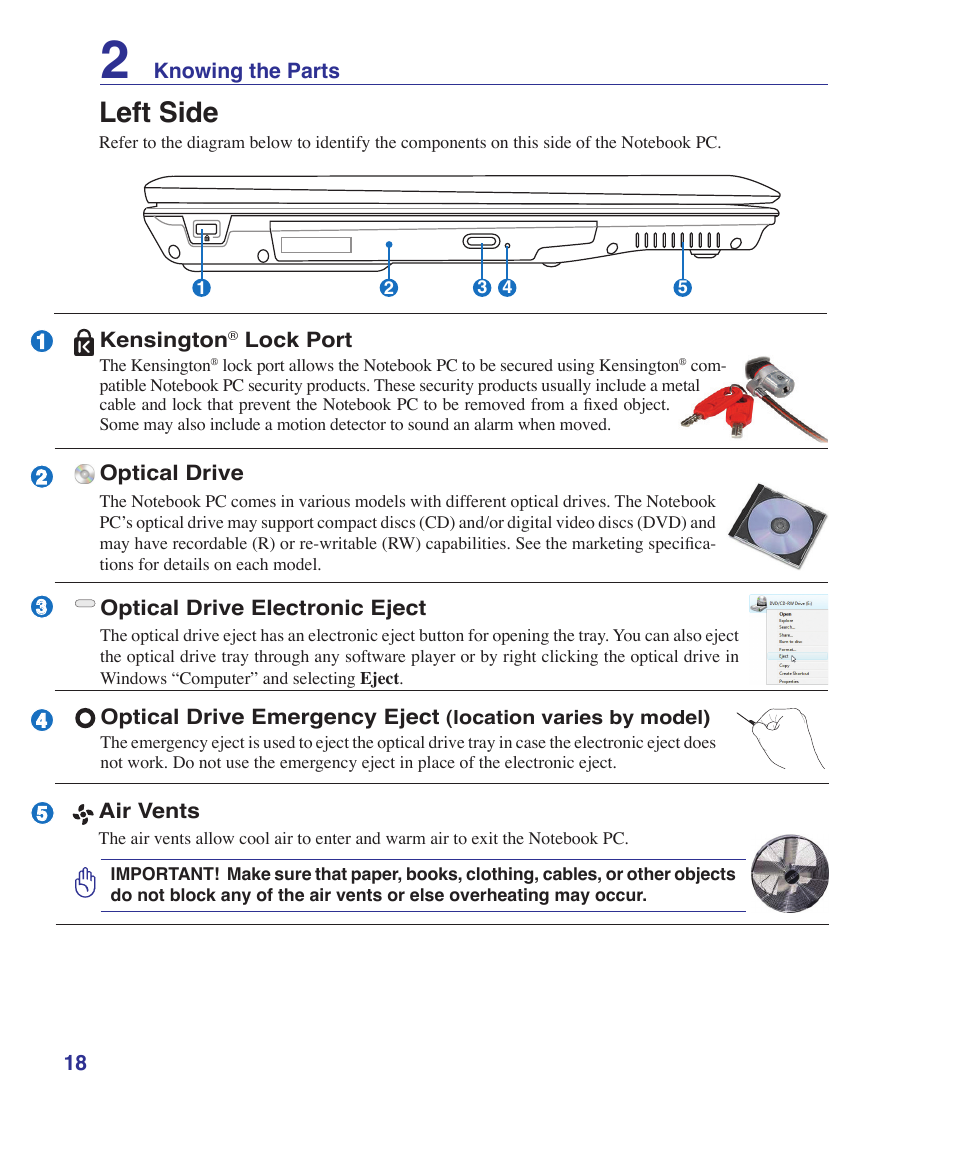 Left side | Asus M51Sr User Manual | Page 18 / 89