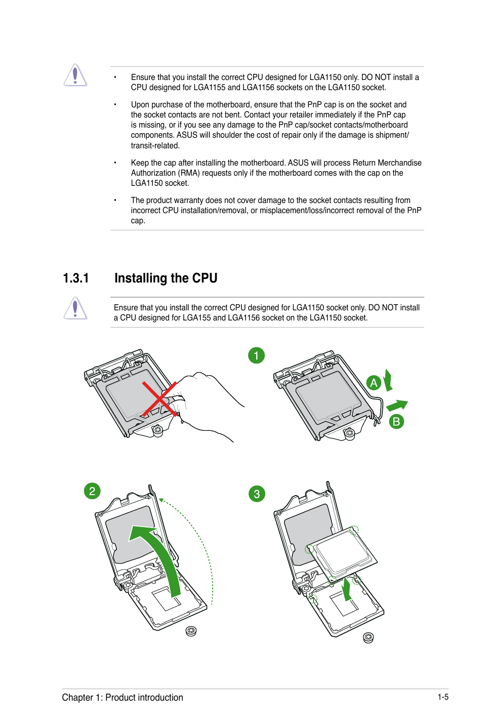 1 installing the cpu | Asus Z87-A User Manual | Page 15 / 100