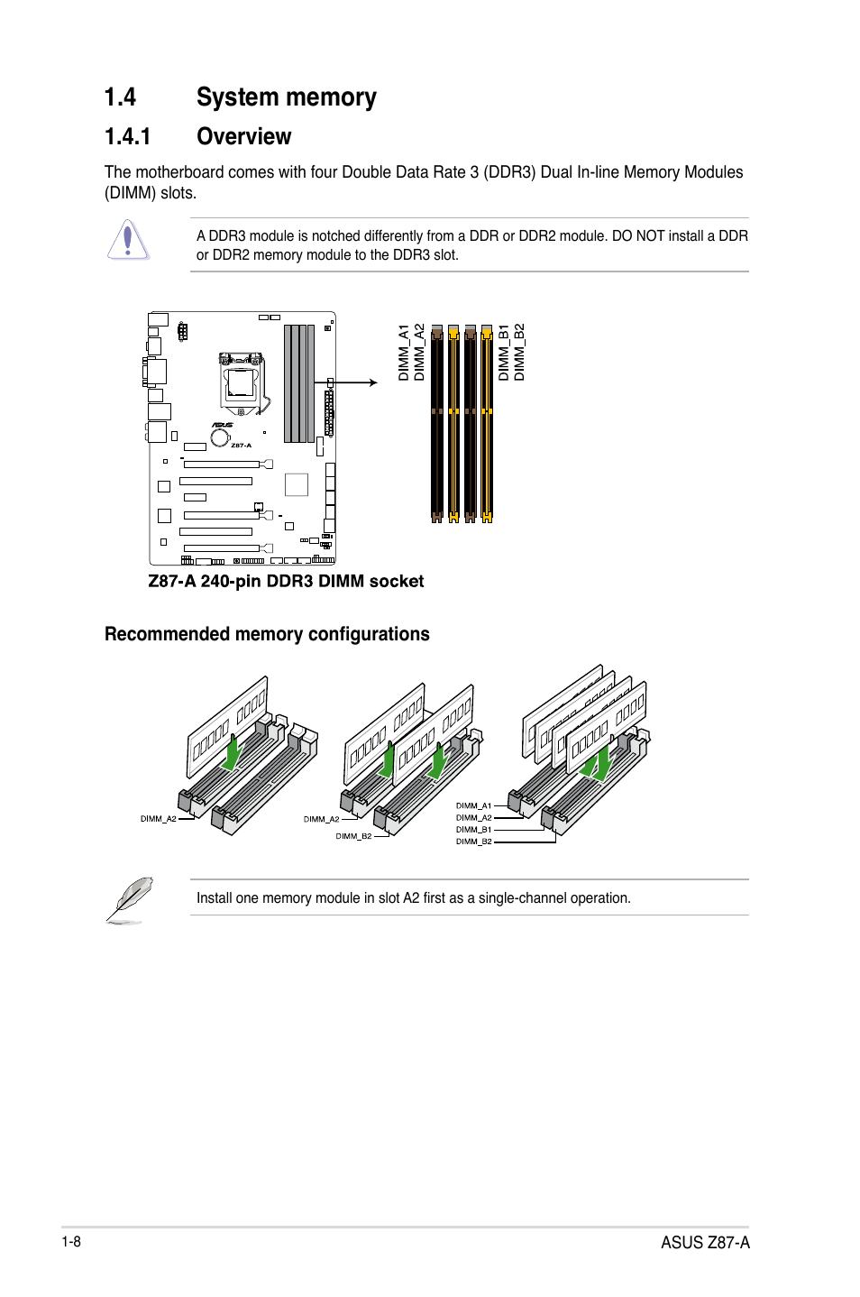 4 system memory, System memory -8, 1 overview | Asus Z87-A User Manual | Page 18 / 100