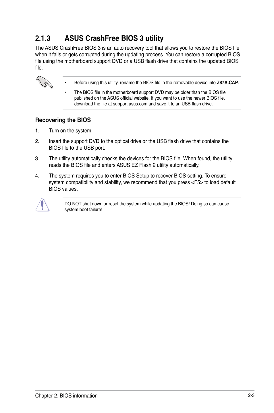 3 asus crashfree bios 3 utility | Asus Z87-A User Manual | Page 53 / 100