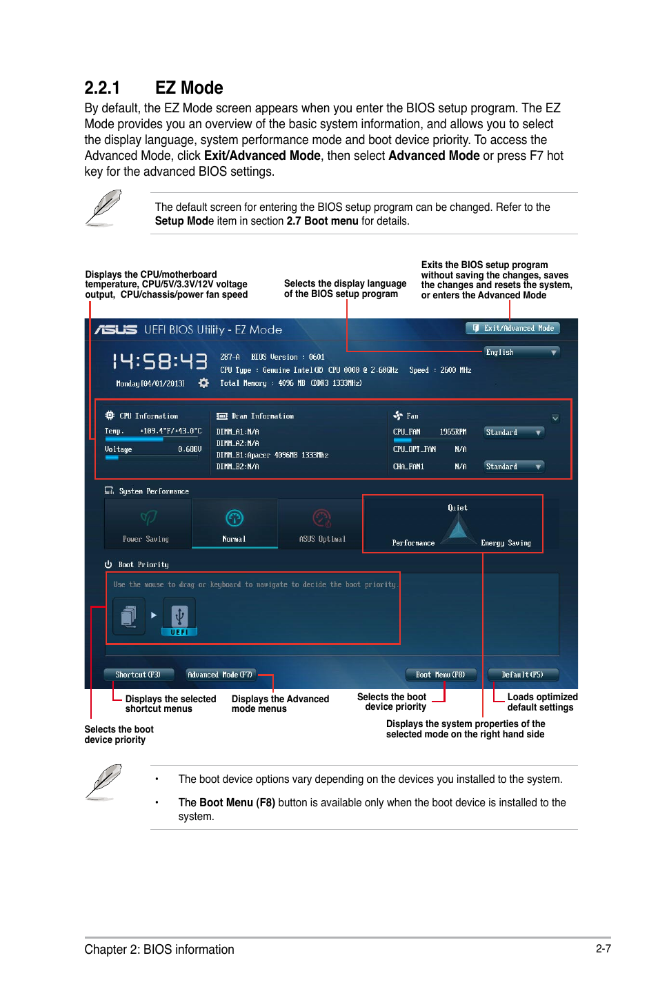 1 ez mode | Asus Z87-A User Manual | Page 57 / 100