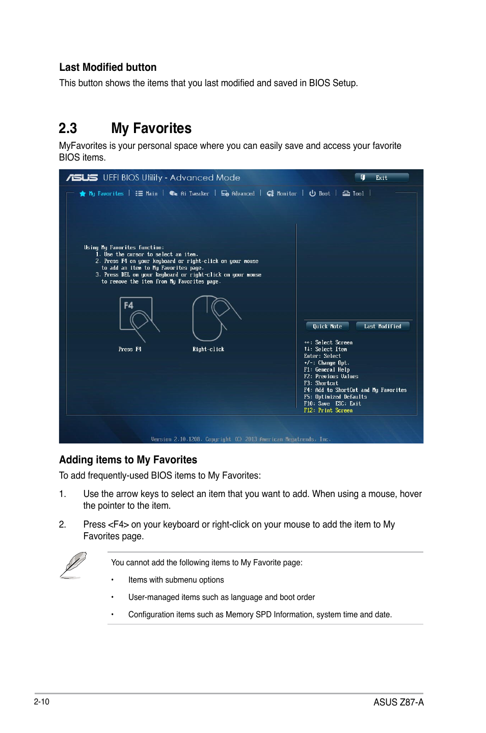 3 my favorites, My favorites -10 | Asus Z87-A User Manual | Page 60 / 100