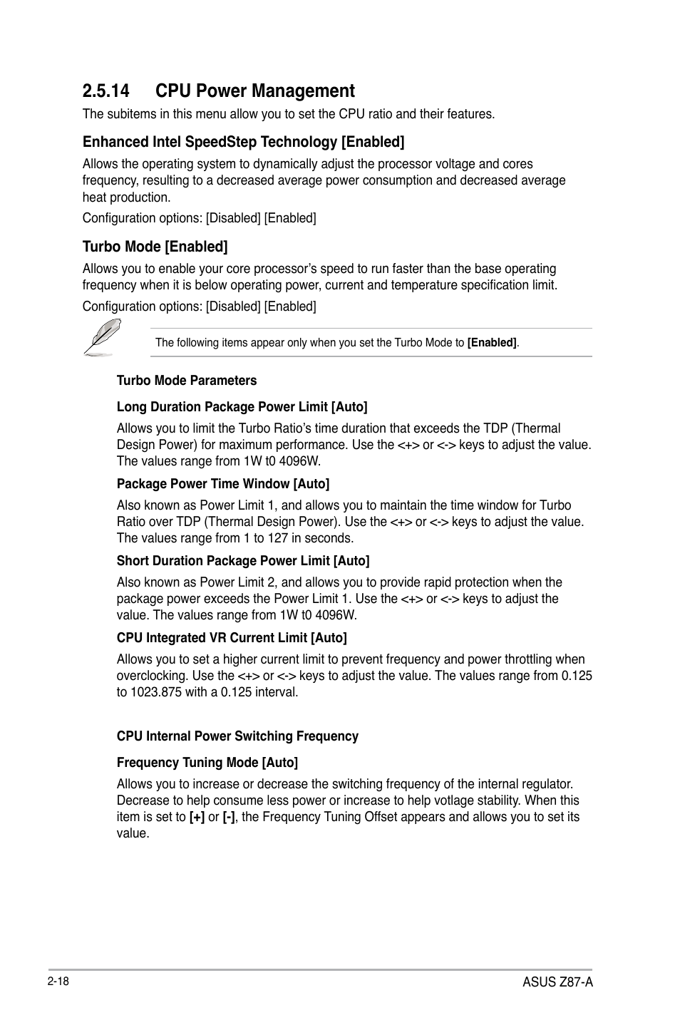 14 cpu power management | Asus Z87-A User Manual | Page 68 / 100