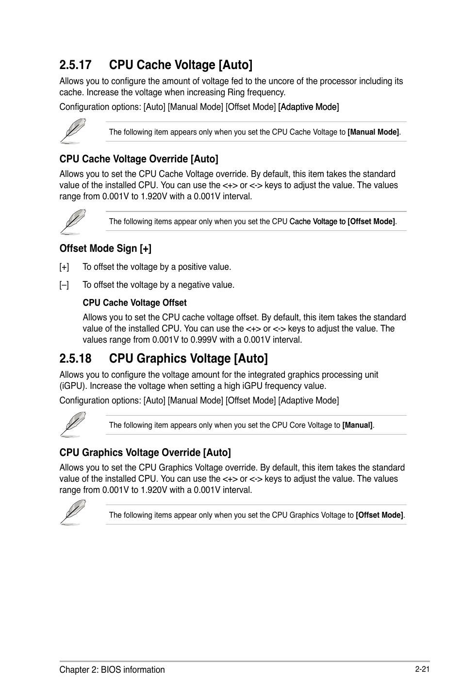 17 cpu cache voltage [auto, 18 cpu graphics voltage [auto | Asus Z87-A User Manual | Page 71 / 100