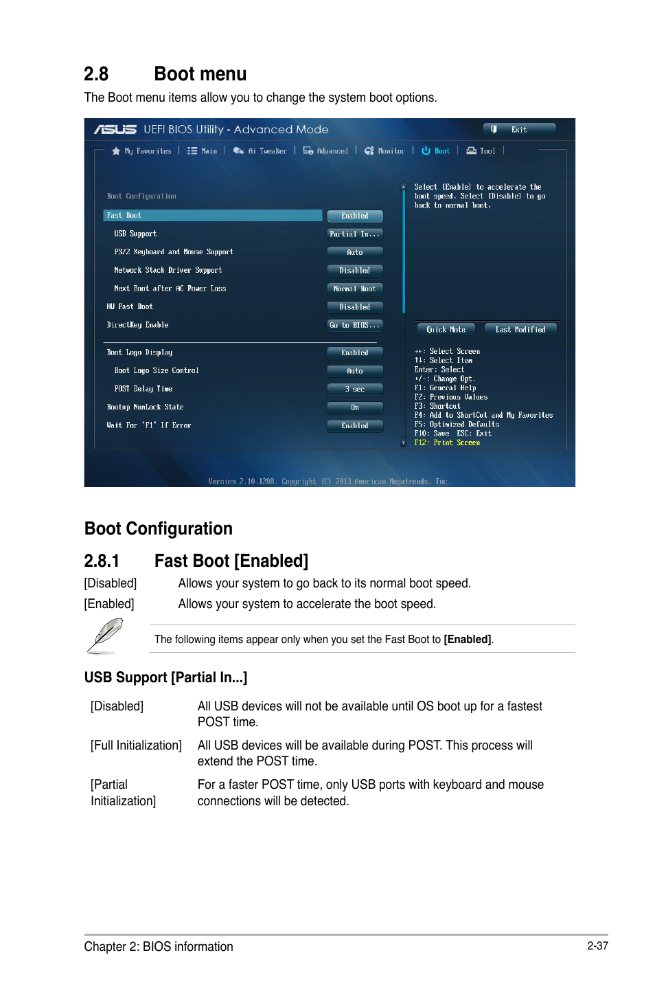 8 boot menu, Boot menu -37, Boot configuration 2.8.1 fast boot [enabled | Asus Z87-A User Manual | Page 87 / 100