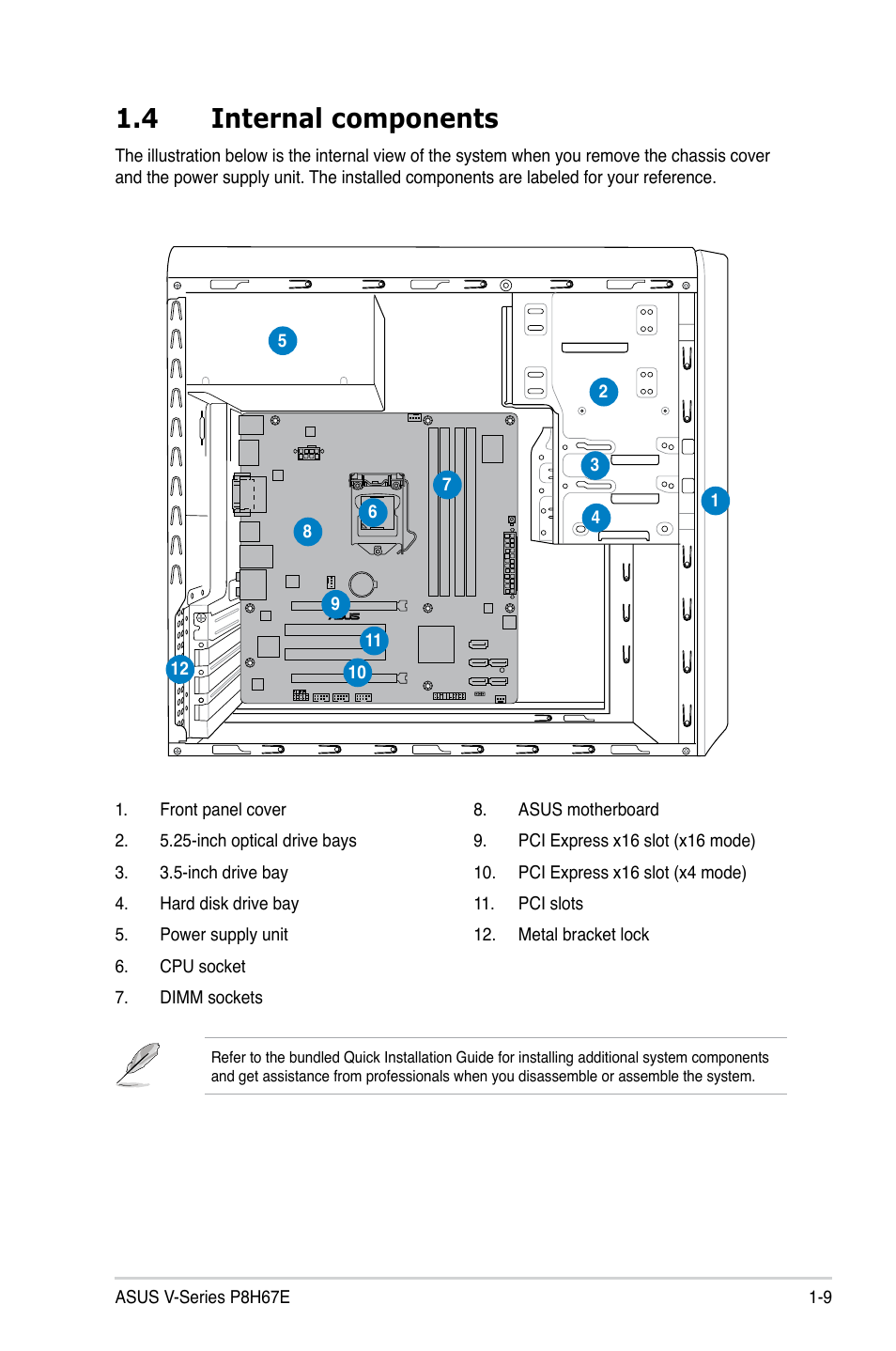 4 internal components | Asus V8-P8H67E User Manual | Page 19 / 79