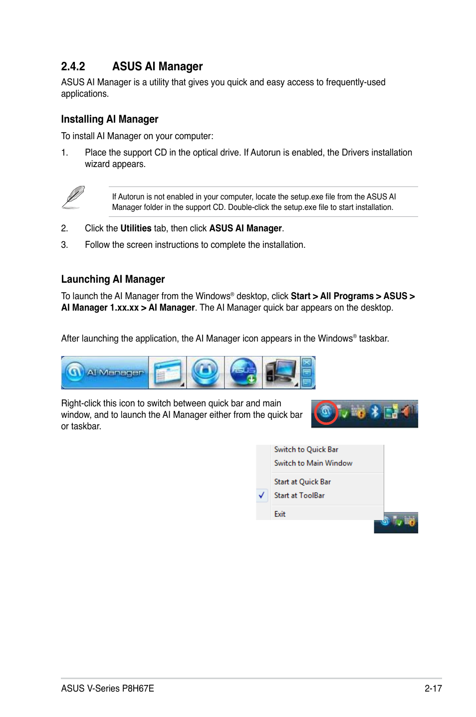 2 asus ai manager | Asus V8-P8H67E User Manual | Page 39 / 79