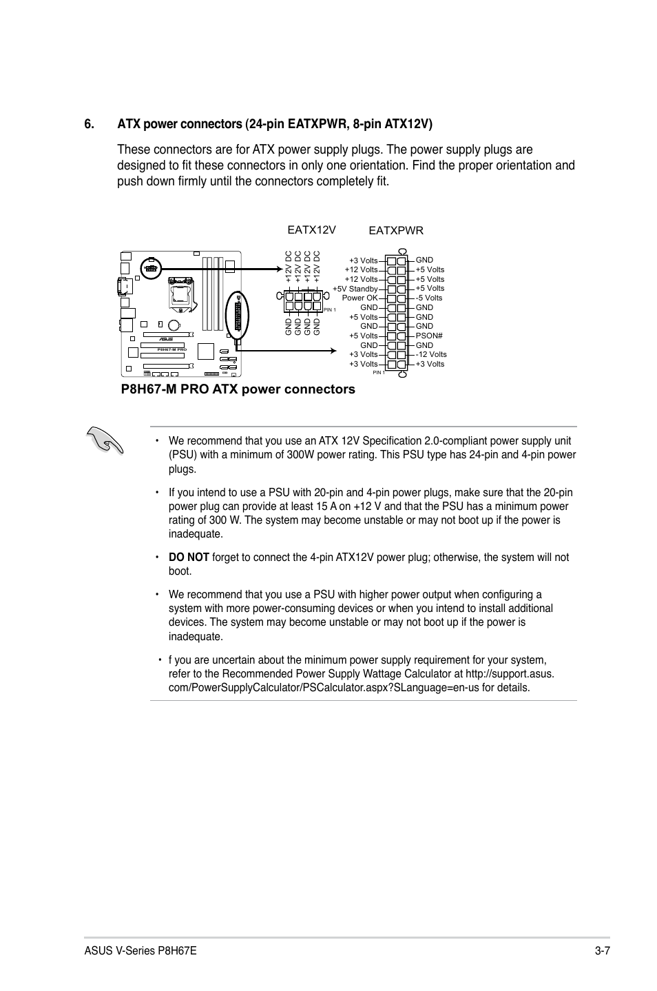 P8h67-m pro atx power connectors | Asus V8-P8H67E User Manual | Page 51 / 79