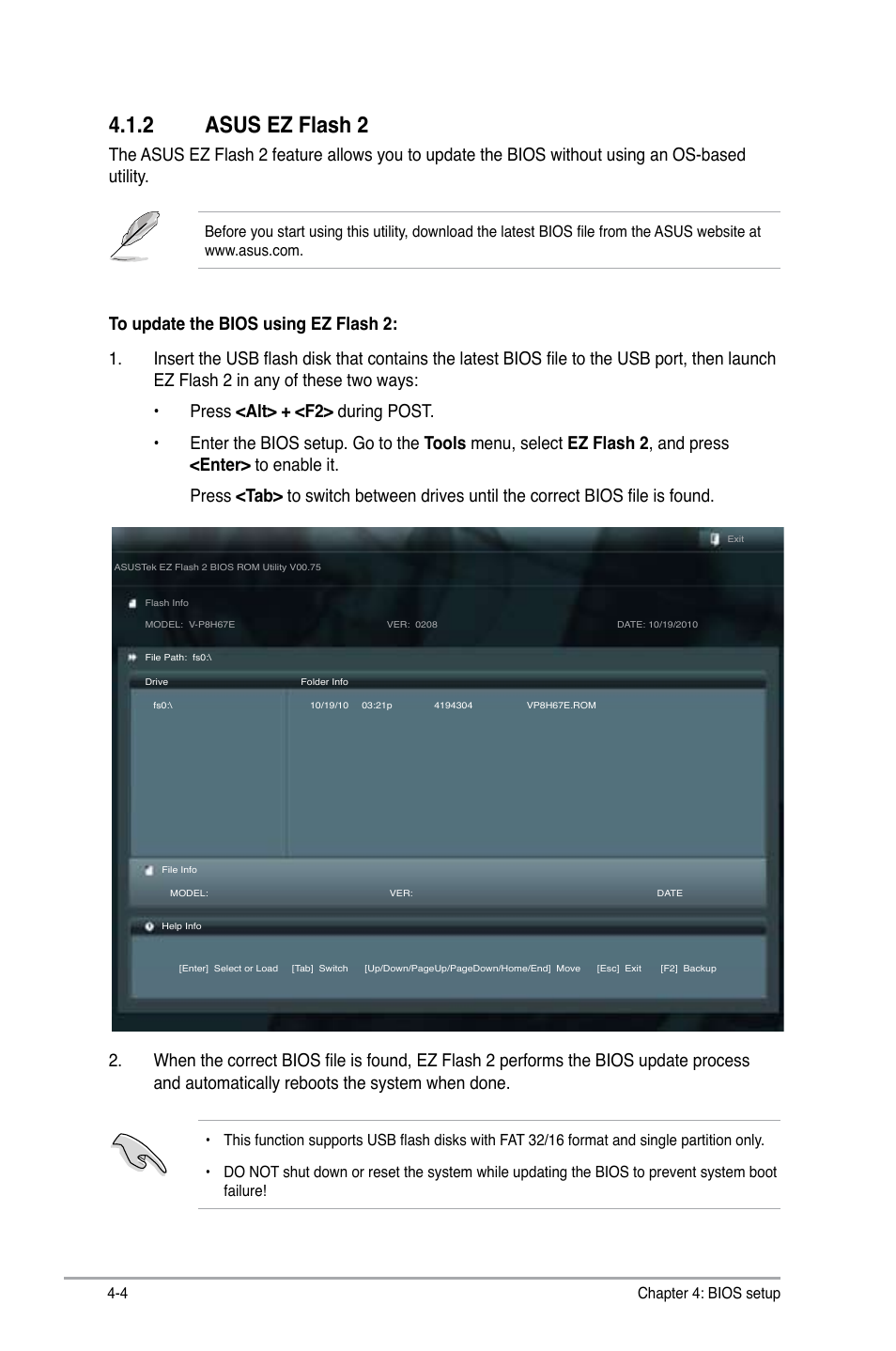 2 asus ez flash 2 | Asus V8-P8H67E User Manual | Page 58 / 79